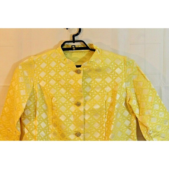 Vintage 1960s Ed Volin New York Maternity Yellow Dress Rhinestone Buttons Size 8 - Picture 2 of 5
